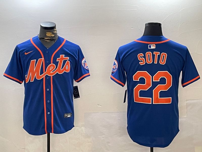 Men New York Mets #22 Soto Blue Game 2024 Nike MLB Jersey style 1216